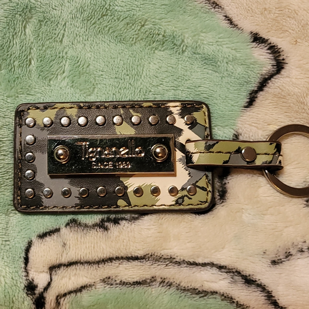 TIGNANELLO GREEN CAMO LEATHER HANDBAG HANGTAG/ KEYCHAIN